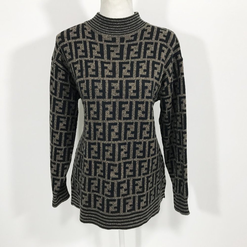 👉SOLD  Fendi Vintage Sweater Mock Neck Logo - Picture 3 of 13